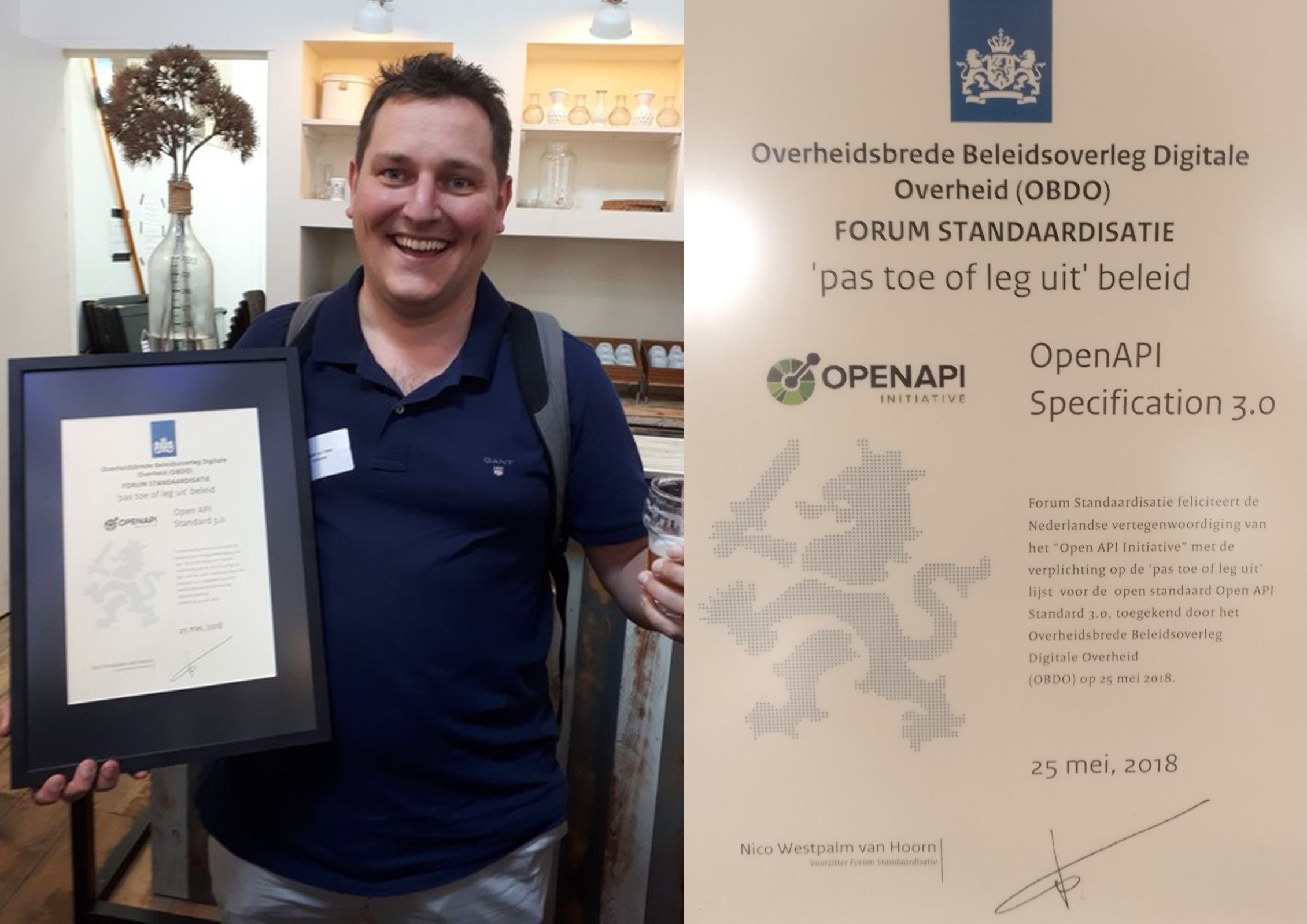 Ondergetekende met het bewijs dat OpenAPI verplicht werd gesteld voor REST API's van de overheid, ruim zeven jaar geleden.