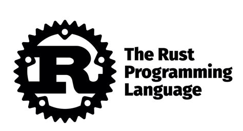 Een plaatje met daarin het logo van Rust met daarnaast de tekst "The Rust Programming Language"