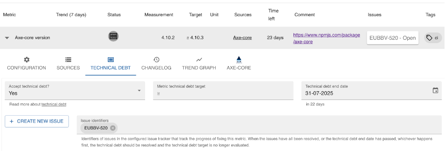 "Technische schuld registreren in Quality-time"